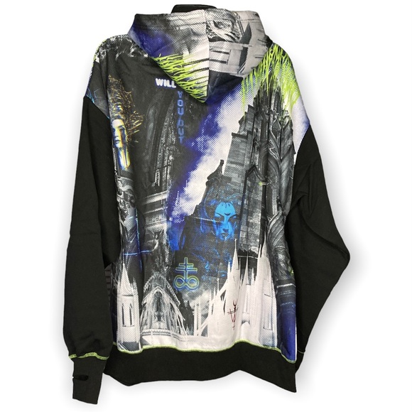 Widow Casual Corruption Gothic Graphic Zip Up Hoodie Large - Picture 2 of 6